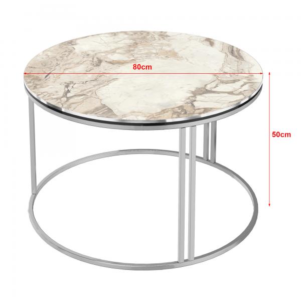 Table basse Aulum 50 x 80 cm marbre, blanc / argent