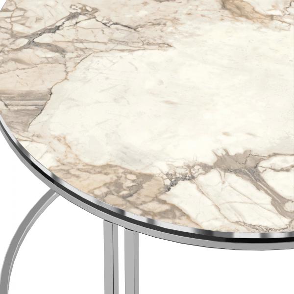 Table basse Aulum 50 x 80 cm marbre, blanc / argent