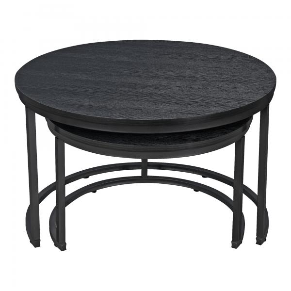 Table basse Christchurch, lot de 2, ronde, noire