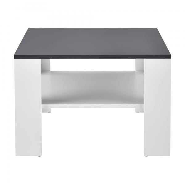 Table basse Aachen 60x60x40 cm avec étagère blanc/gris foncé