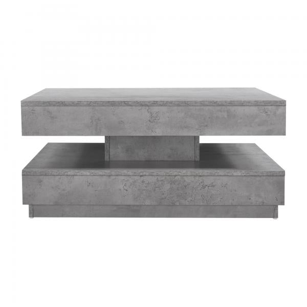 Table basse Florence 76x76x38 cm rotative avec étagère aspect béton