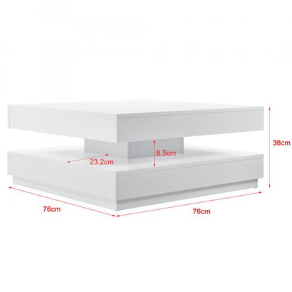 Tavolino Florence 76x76x38 cm Girevole con Ripiano Bianco