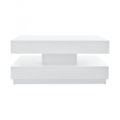 Tavolino Florence 76x76x38 cm Girevole con Ripiano Bianco