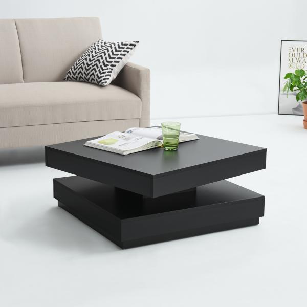 Tavolino Florence 76x76x38 cm Girevole con Ripiano Nero