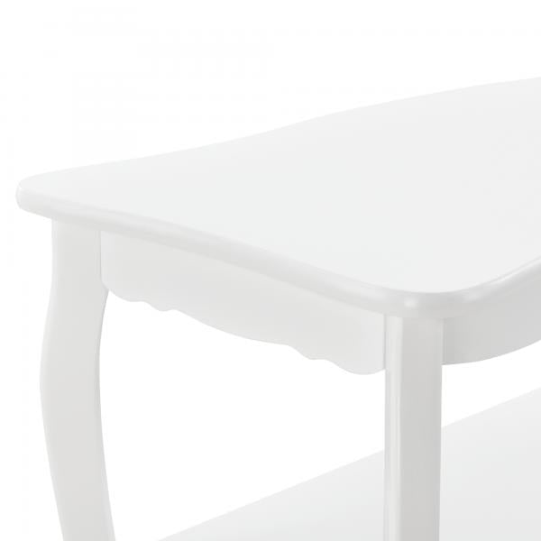 Tavolino Perla 88x40x42 cm Stile Shabby Chic Bianco