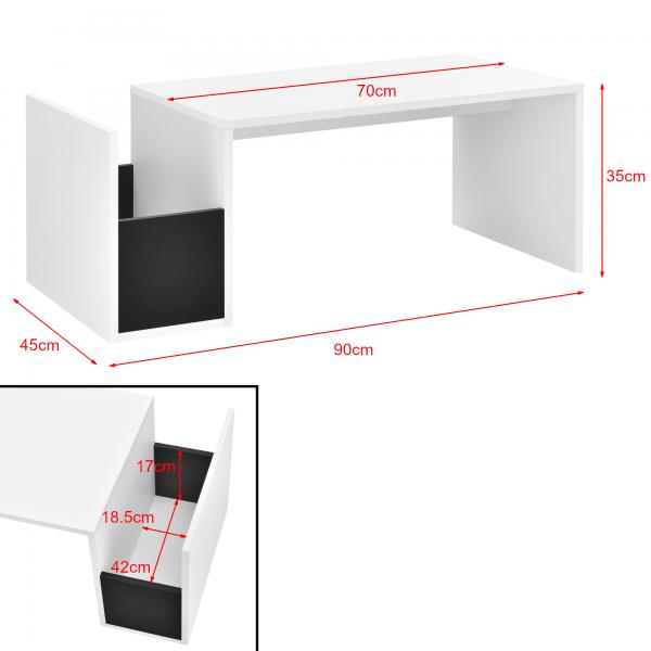 Tavolino Bollnäs 90x45x35 cm con vano contenitore Bianco