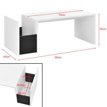 Table basse Bollnäs 90x45x35 cm avec compartiment de rangement blanc