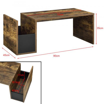 Table basse Bollnäs 90x45x35 cm avec compartiment de rangement en chêne foncé