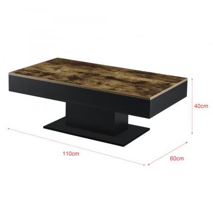 Table basse Lünen 40x110x60 cm fonction coffre couleur bois/noir