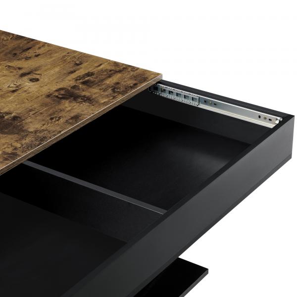 Table basse Lünen 40x110x60 cm fonction coffre couleur bois/noir