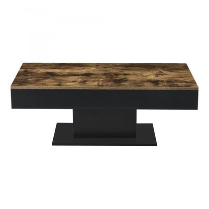 Table basse Lünen 40x110x60 cm fonction coffre couleur bois/noir