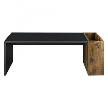 Table basse Hallsberg 34x95x50 cm noir/chêne foncé