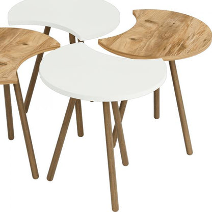 Couchtisch Højer im 4er Set 48 x 45 x 32 cm Weiss/Holzoptik