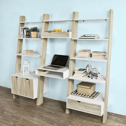 Bücherregal mit Schreibtisch | Wandregal | Standregal Holz