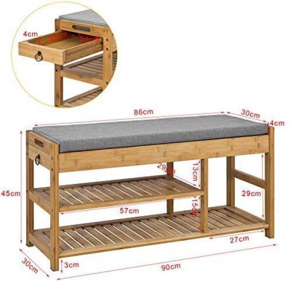 Schuhbank | Sitzbank mit Schuhregal | Breit 90cm Bambus - Palo24