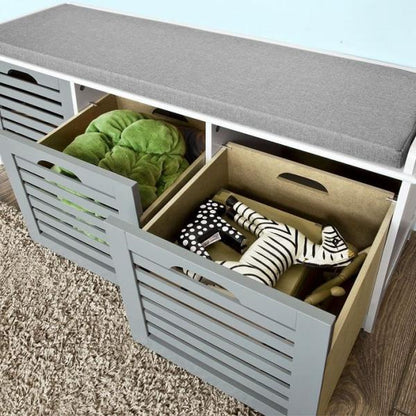 Schuhbank mit Sitzkissen | Schuhtruhe | Sitzkommode Grau - Palo24