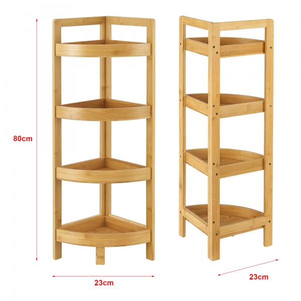 Bambus Badregal Lestijärvi Eckregal mit 4 Ablagen 80x23x23cm