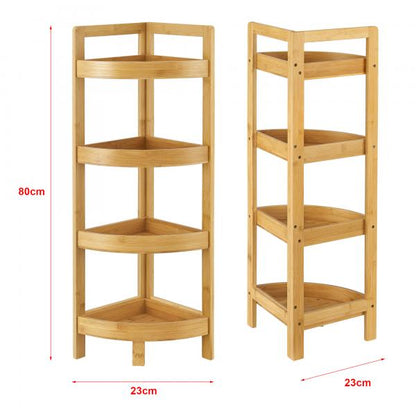 Bambus Badregal Lestijärvi Eckregal mit 4 Ablagen 80x23x23cm