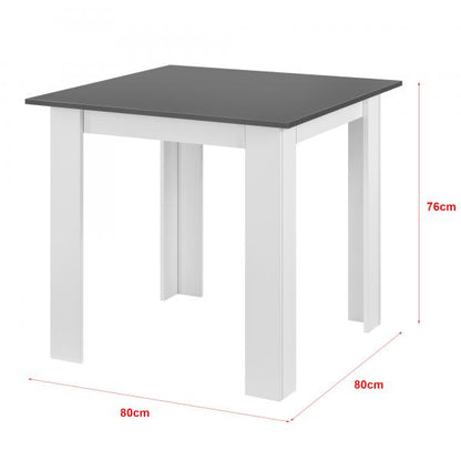 Esstisch Algermissen 80x80x76 cm für 4 Personen Dunkelgrau/Weiss