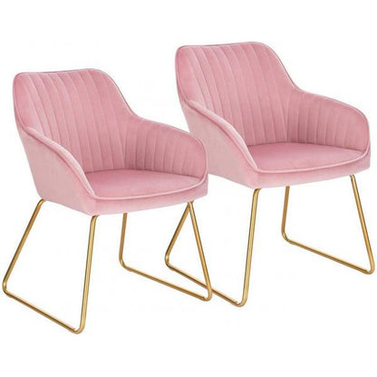 Lot de 2 chaises de salle à manger en velours modèle Stella rose