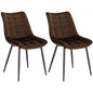 Lot de 2 chaises de cuisine avec dossier en velours pieds métal Elif marron