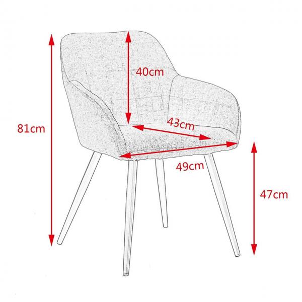 Chaise de salle à manger avec accoudoirs en lin gris foncé