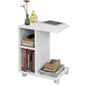 Table d'appoint pour Ipad | Table basse sur roulettes | Porte-journaux blanc