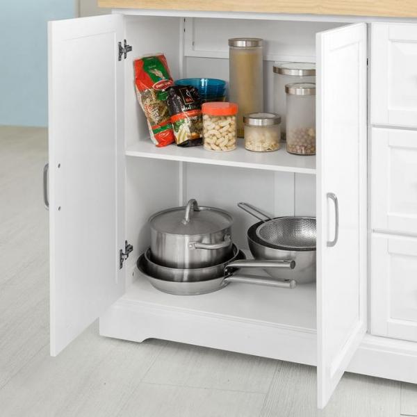 Kücheninsel | Küchenwagen mit erweiterbarer Arbeitsfläche | Küchenschrank Weiss