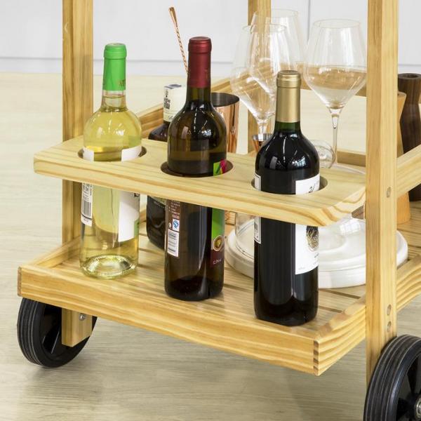 carrello di servizio | Carrello da cucina con portabottiglie | carrello bar bambù 