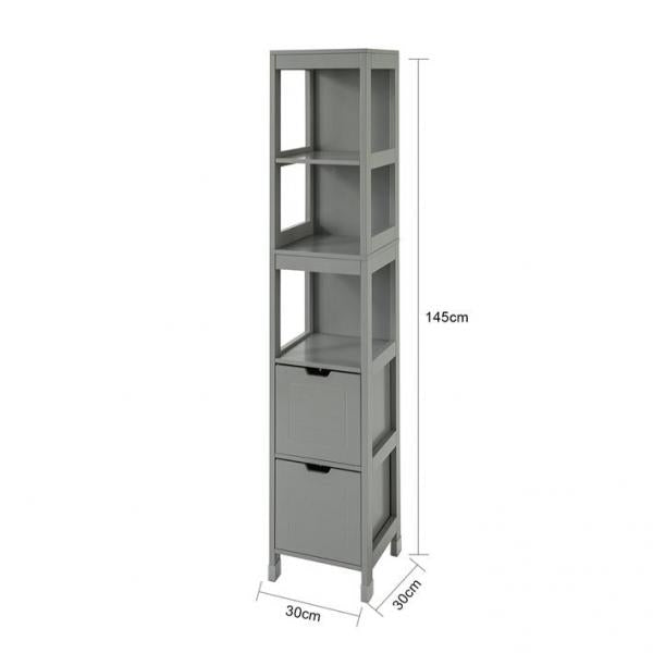 Bad Hochschrank | Badschrank stahlgrau | Badezimmermöbel Landhaus