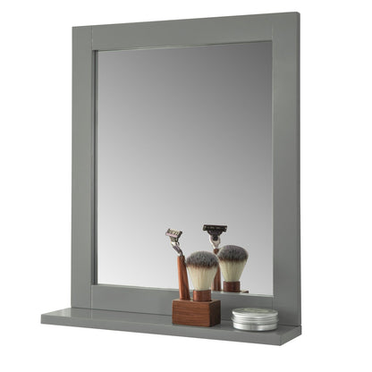 Badspiegel mit Ablage | Wandspiegel | Spiegel stahlgrau
