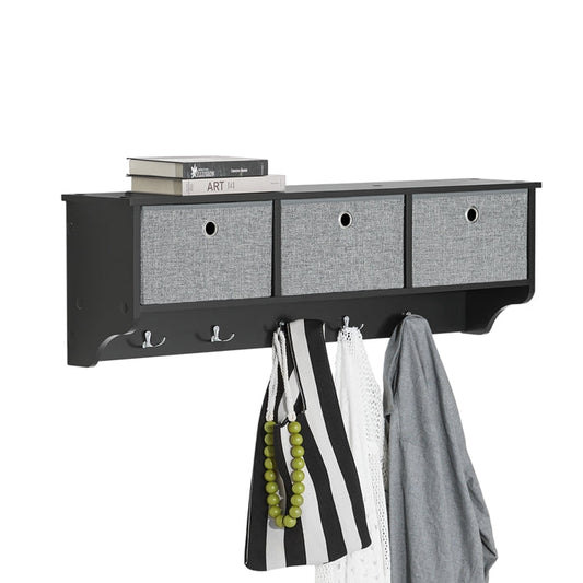 Wandgarderobe | Kleiderhaken | Flurgarderobe Schwarz | FRG282-SCH