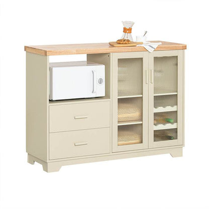Sideboard mit 2 Glastüren | Küchenschrank | Kommode | Flurschrank | Beige | FSB81-MI - Palo24