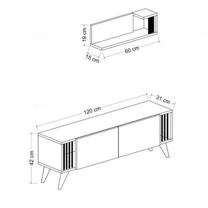 Mobile TV con ripiano Albertslund antracite / effetto legno