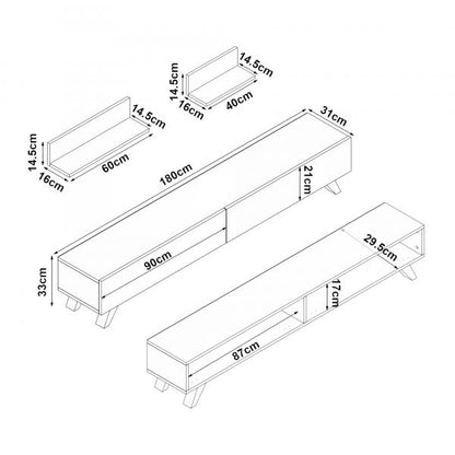 Saarijärvi ensemble table TV avec 2 étagères noir