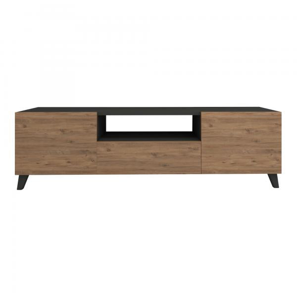 Table TV Torsby 46x140x30cm aspect anthracite/chêne