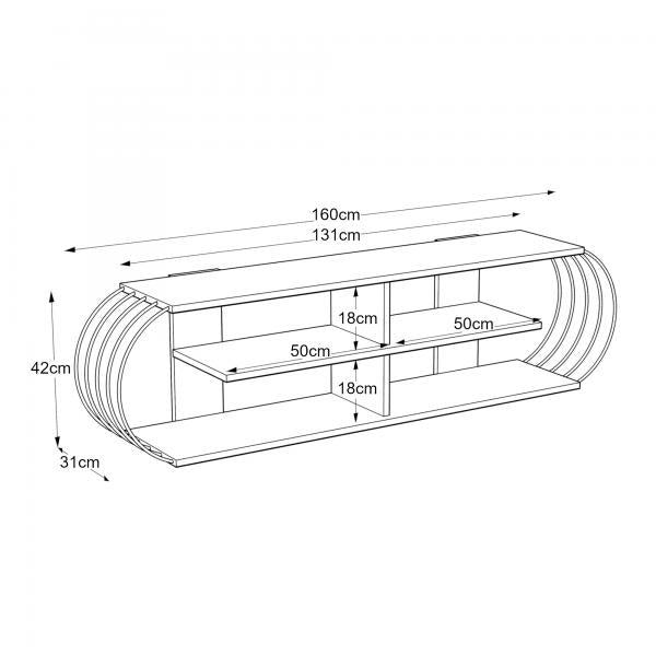 Fernsehtisch Robertsfors 160x31x42 cm Anthrazit / Schwarz