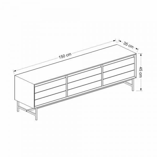 Mobile TV Gørlev con 3 ante 45 x 150 x 35 cm Rovere Artigianale / Antracite