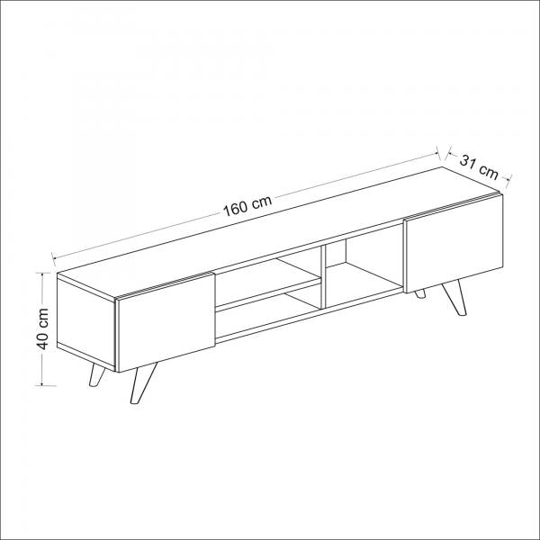 Table TV Assens 40x160x31cm chêne / noir