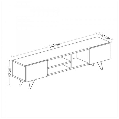 Table TV Assens 40x160x31cm blanc / noyer