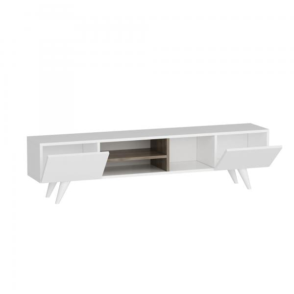 Table TV Assens 40x160x31cm blanc / noyer