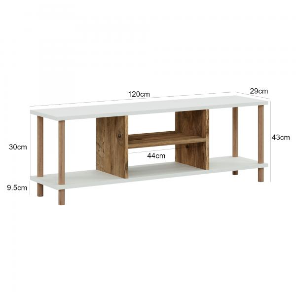 Fernsehtisch Ærøskøbing mit 2 Ablagefächern 43 x 120 x 29 cm Weiss/Holzoptik