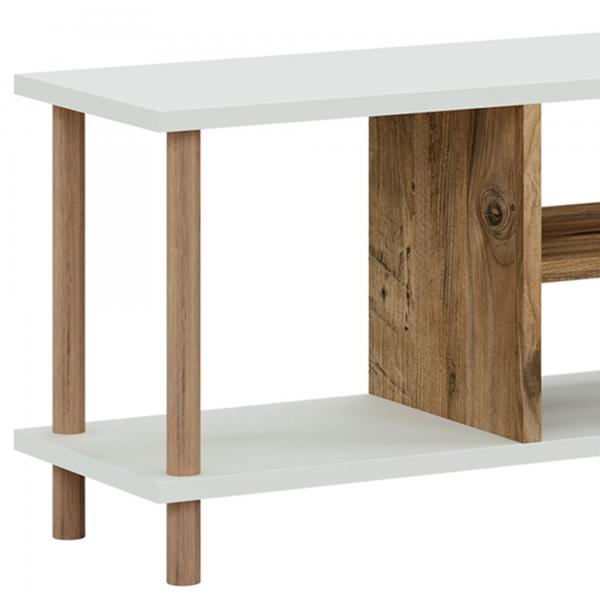 Fernsehtisch Ærøskøbing mit 2 Ablagefächern 43 x 120 x 29 cm Weiss/Holzoptik