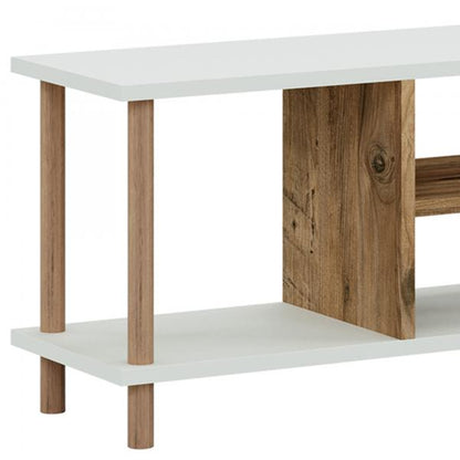 Fernsehtisch Ærøskøbing mit 2 Ablagefächern 43 x 120 x 29 cm Weiss/Holzoptik