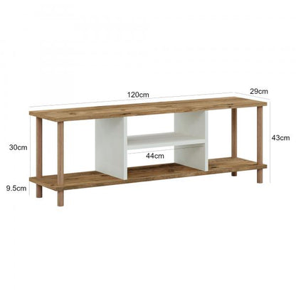 Fernsehtisch Ærøskøbing mit 2 Ablagefächern 43 x 120 x 29 cm Holzoptik/Weiss