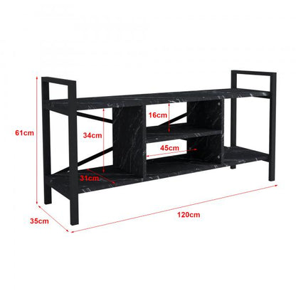 Table TV Osterøy 61x120x35cm aspect marbre, noir