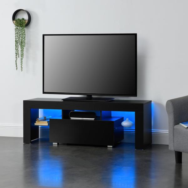 Mobile porta TV LED Grimsey 130x40x38 cm con cassetto Nero