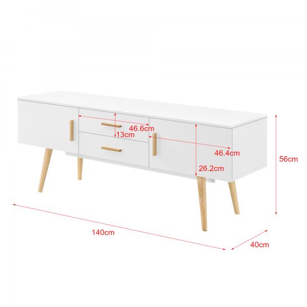 Fernsehtisch Alavus 140x40x56 cm Weiss