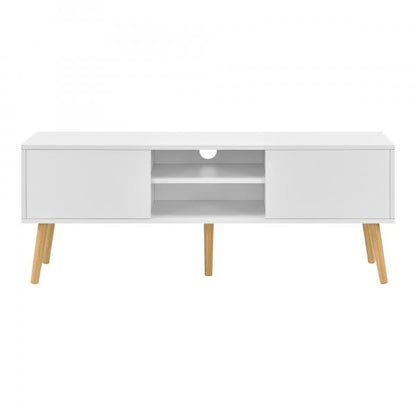 Meuble TV Eskilstuna 120 x 29,5 x 46,5 cm avec 2 portes d'armoire et 2 compartiments de rangement blanc