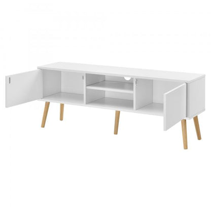 Meuble TV Eskilstuna 120 x 29,5 x 46,5 cm avec 2 portes d'armoire et 2 compartiments de rangement blanc